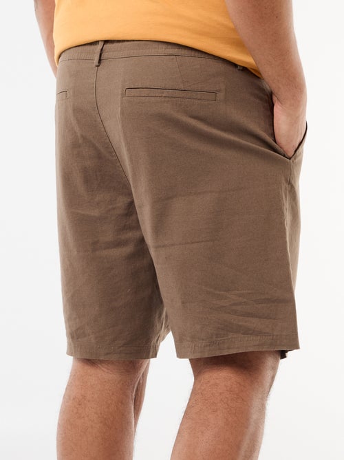 Bermuda chino avec ouverture boutonnée + zippée + liens de serrage - Kiabi
