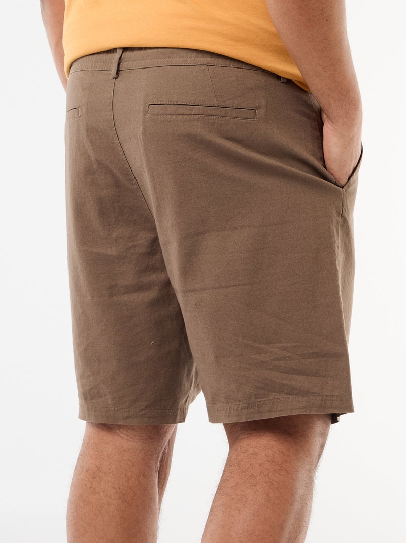 Bermuda chino avec ouverture boutonnée + zippée + liens de serrage Marron - Kiabi