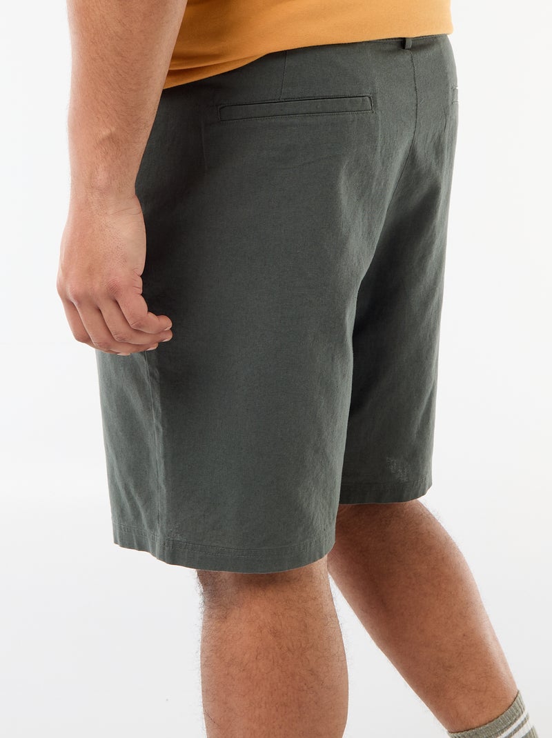 Bermuda chino avec ouverture boutonnée + zippée + liens de serrage Vert - Kiabi