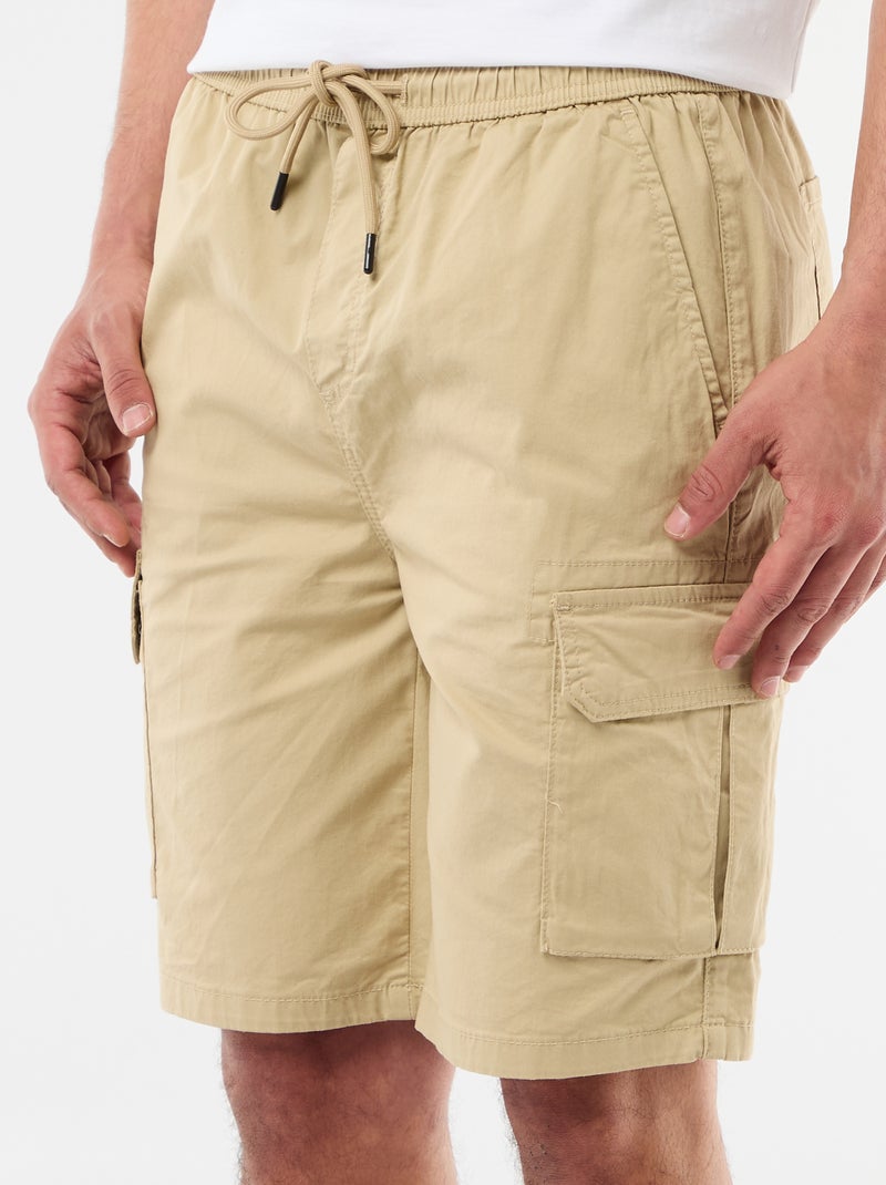Bermuda chino en popeline avec poches à rabat Beige - Kiabi