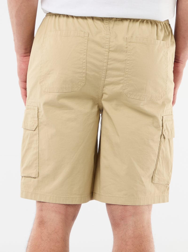 Bermuda chino en popeline avec poches à rabat Beige - Kiabi