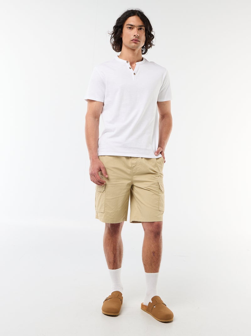 Bermuda chino en popeline avec poches à rabat Beige - Kiabi