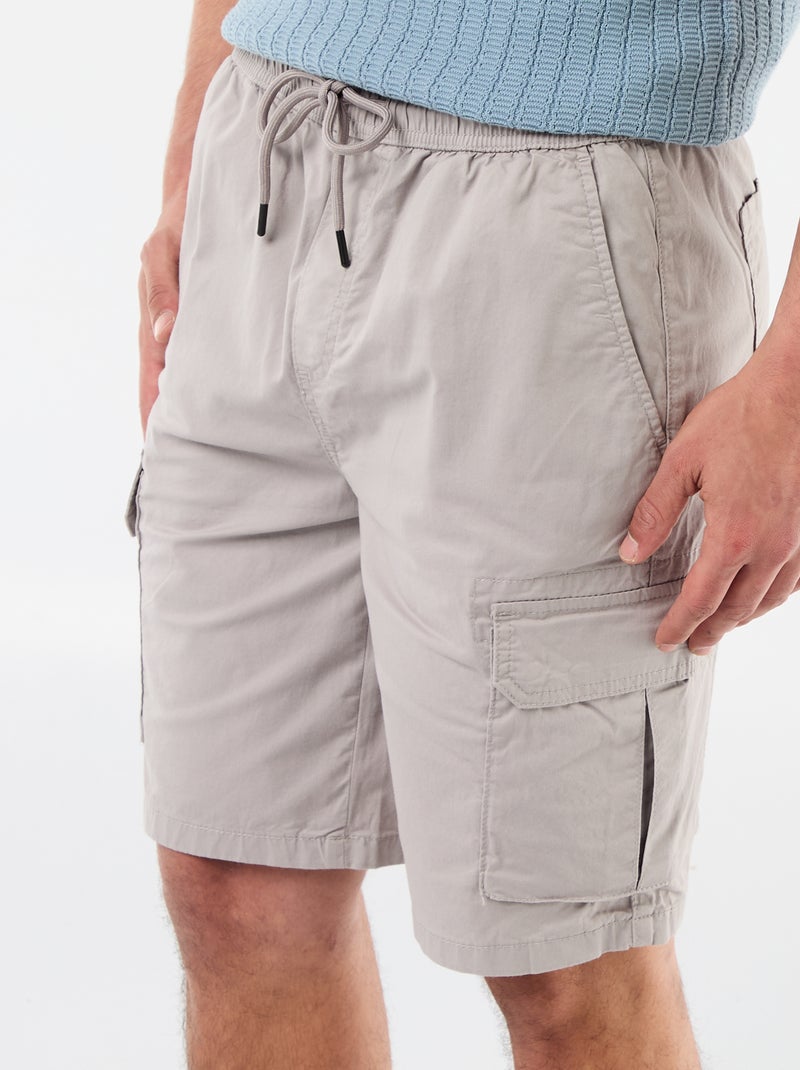 Bermuda chino en popeline avec poches à rabat Gris - Kiabi