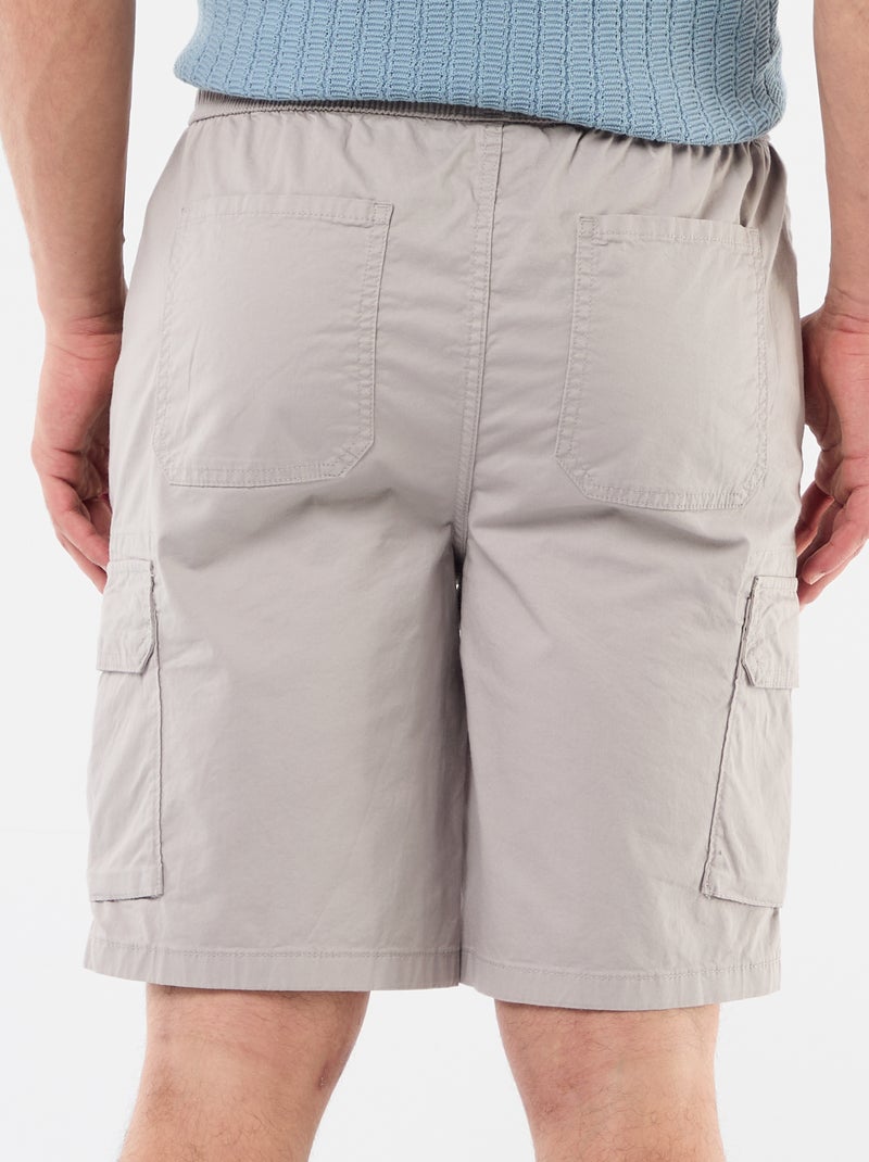 Bermuda chino en popeline avec poches à rabat Gris - Kiabi