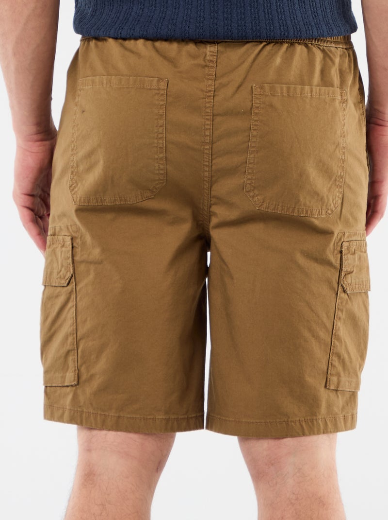 Bermuda chino en popeline avec poches à rabat Marron - Kiabi