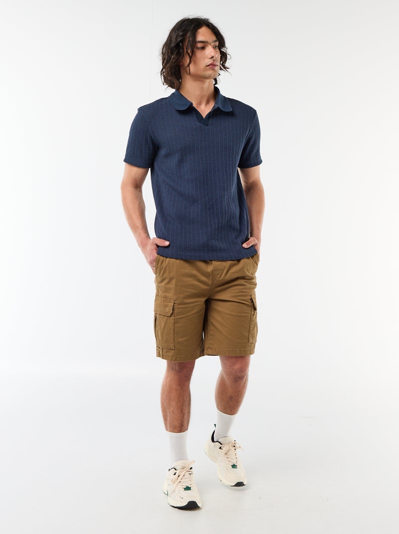 Bermuda chino en popeline avec poches à rabat Marron - Kiabi