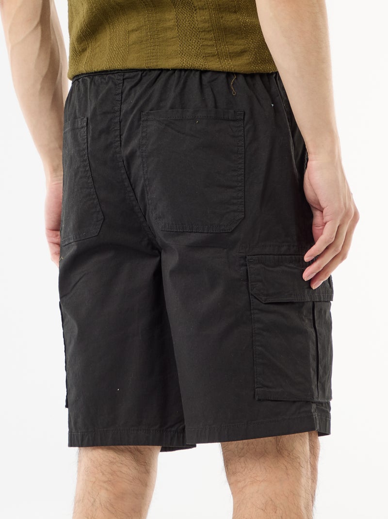 Bermuda chino en popeline avec poches à rabat Noir - Kiabi