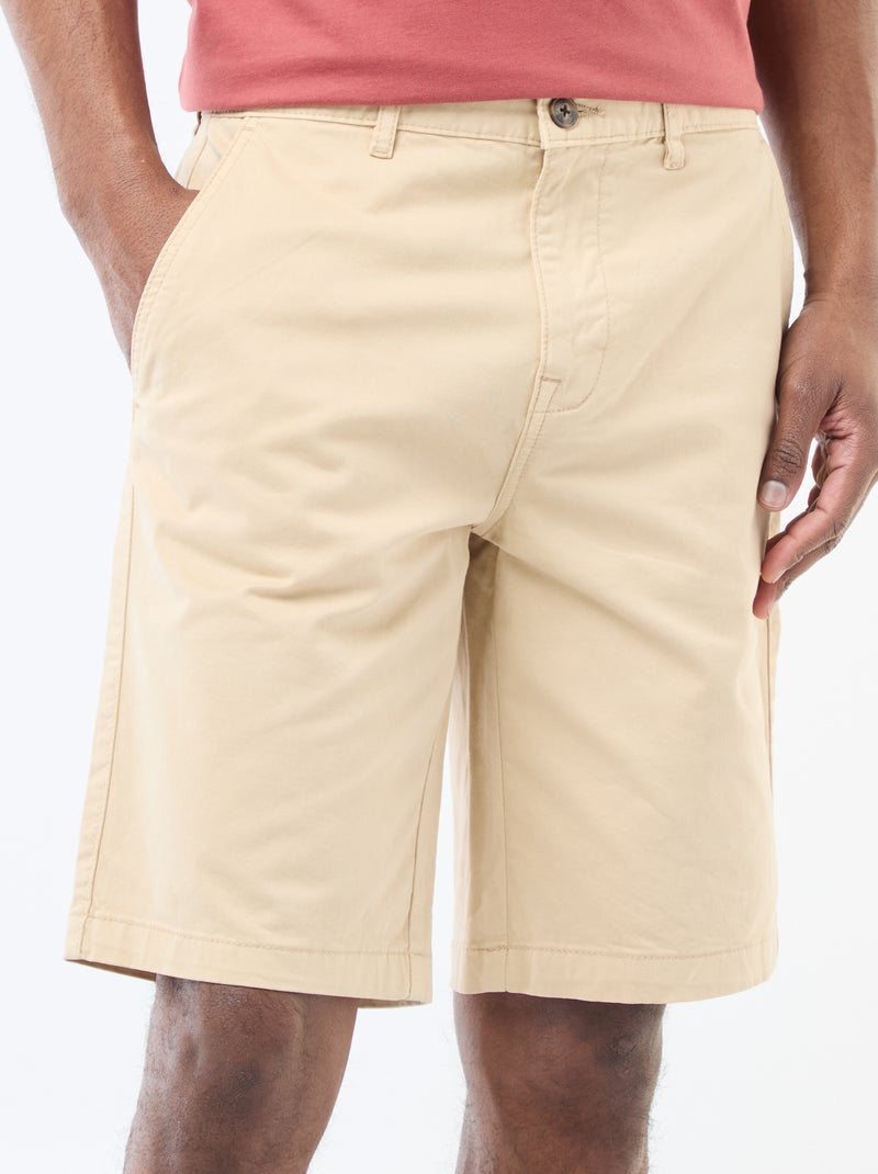 Bermuda chino en twill uni Blanc - Kiabi