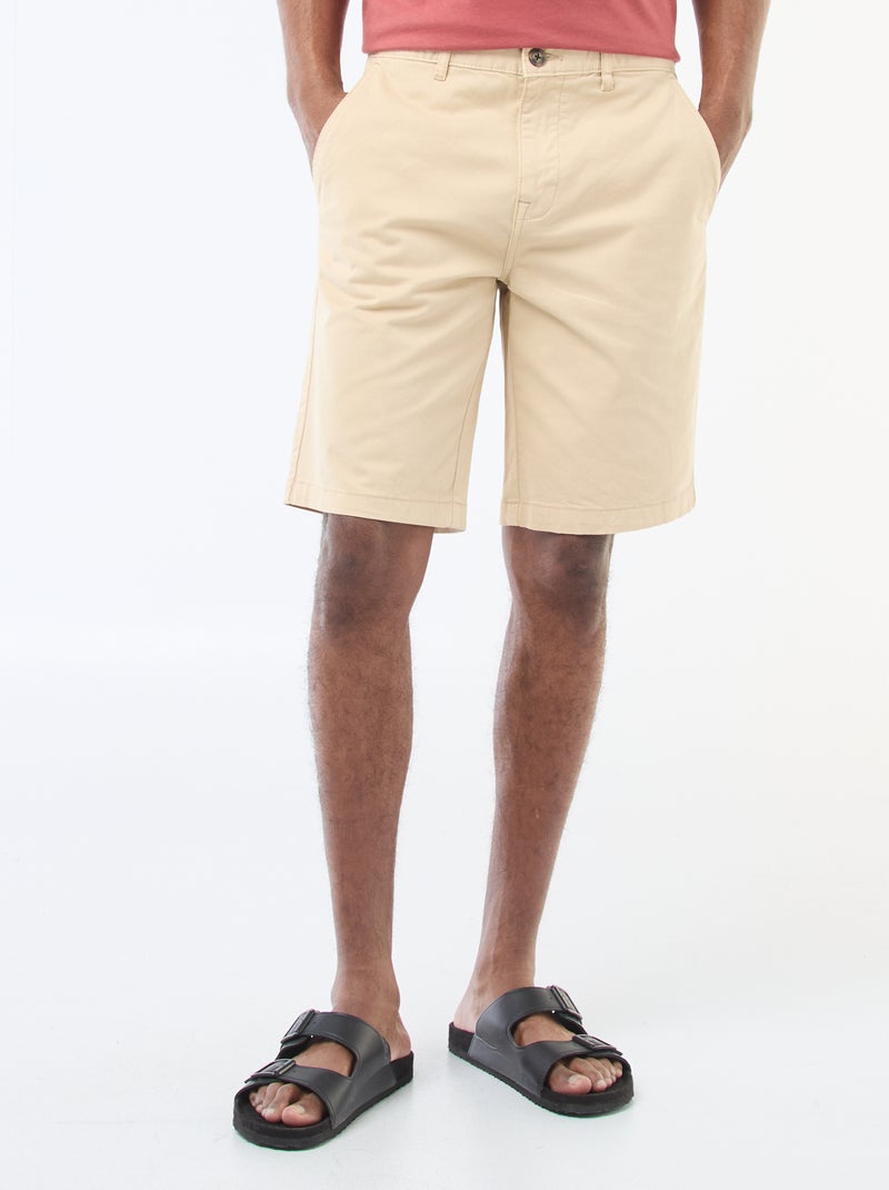 Bermuda chino en twill uni Blanc - Kiabi