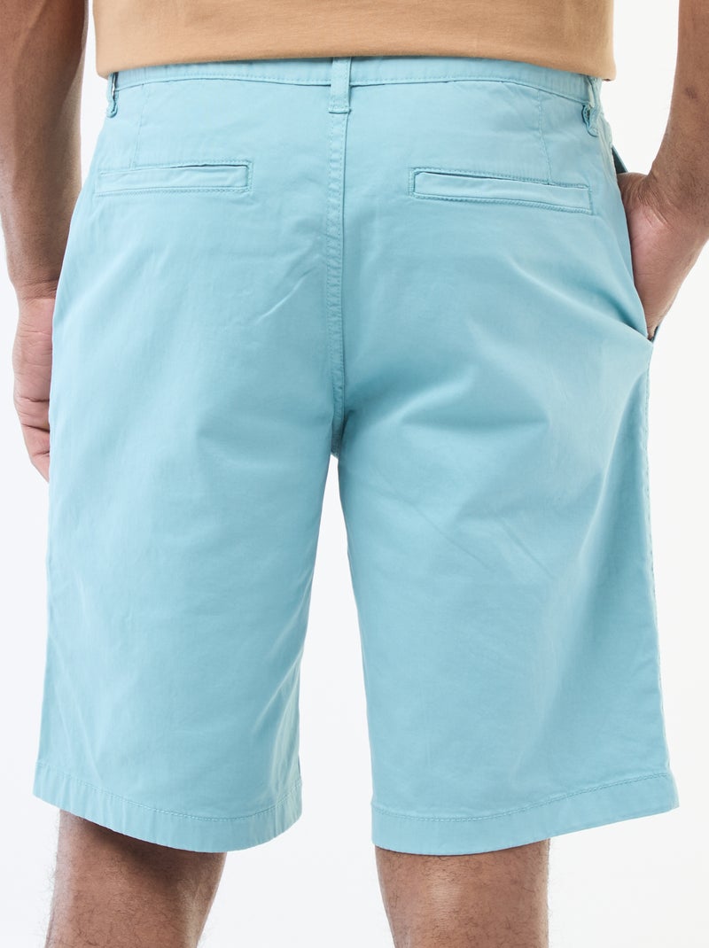 Bermuda chino en twill uni Bleu - Kiabi
