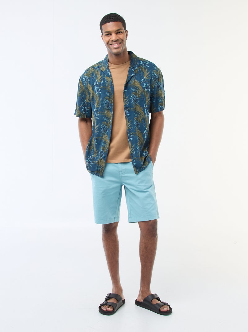 Bermuda chino en twill uni Bleu - Kiabi