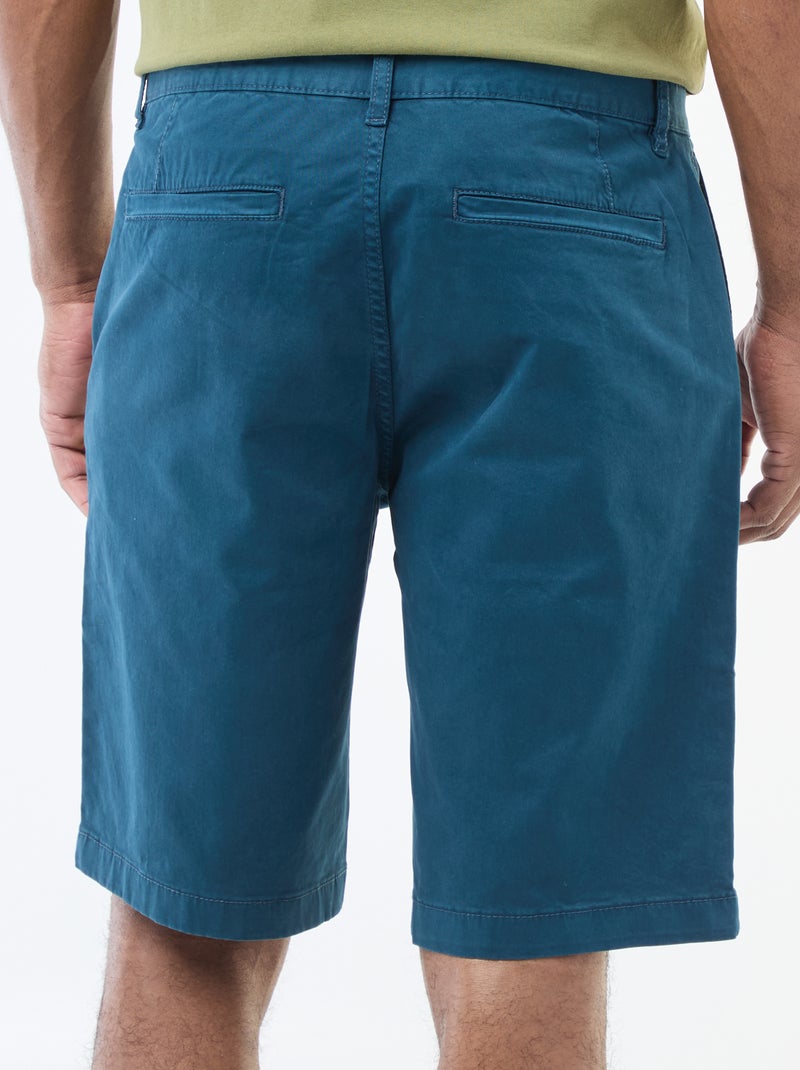 Bermuda chino en twill uni Bleu - Kiabi