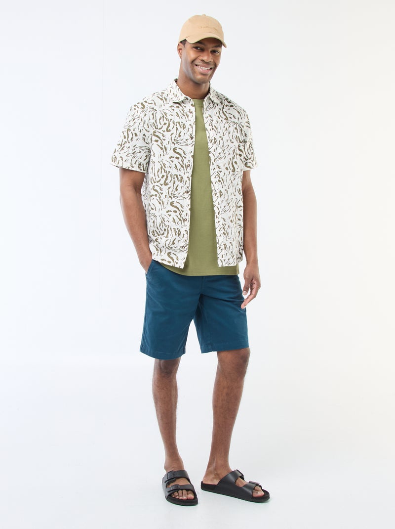 Bermuda chino en twill uni Bleu - Kiabi