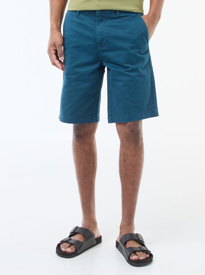 Bermuda chino en twill uni Bleu - Kiabi
