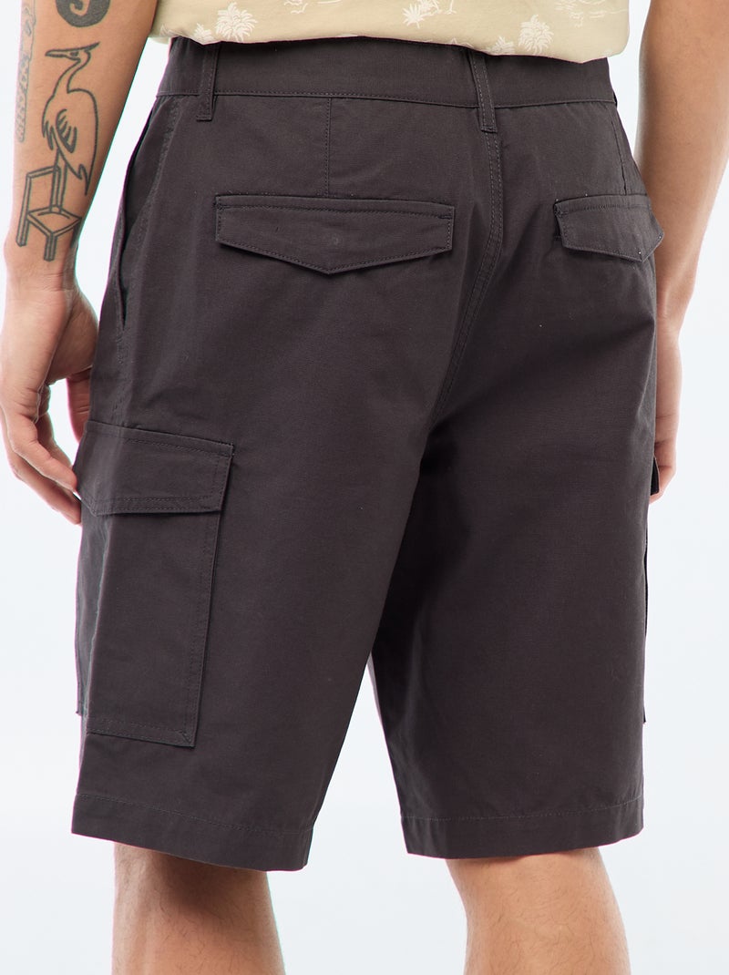 Bermuda chino en twill uni multipoches Gris - Kiabi