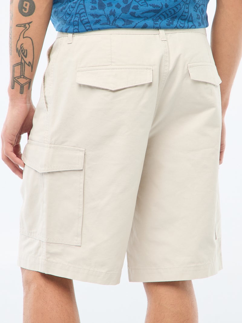 Bermuda chino en twill uni multipoches Gris - Kiabi