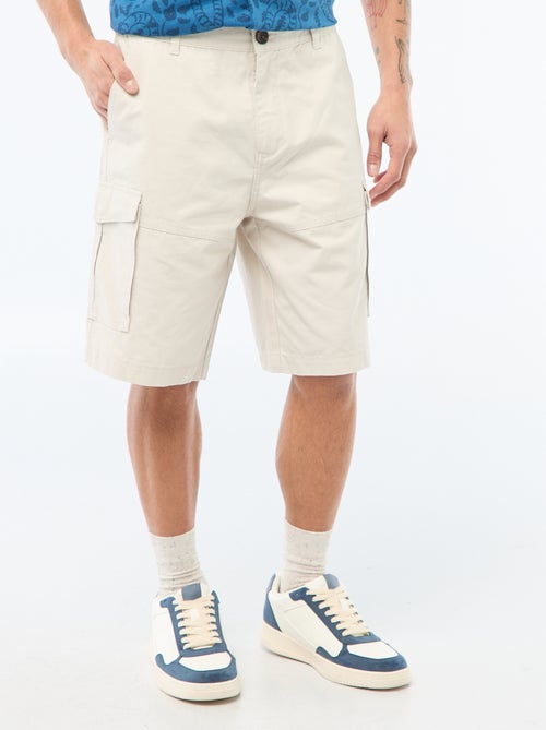 Bermuda chino en twill uni multipoches - Kiabi