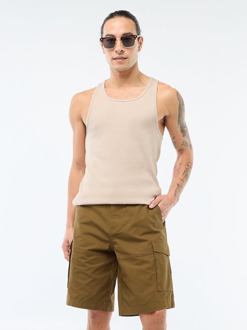 Bermuda chino en twill uni multipoches - Kiabi
