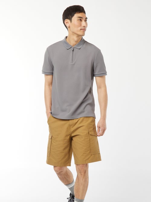 Bermuda chino en twill uni multipoches - Kiabi