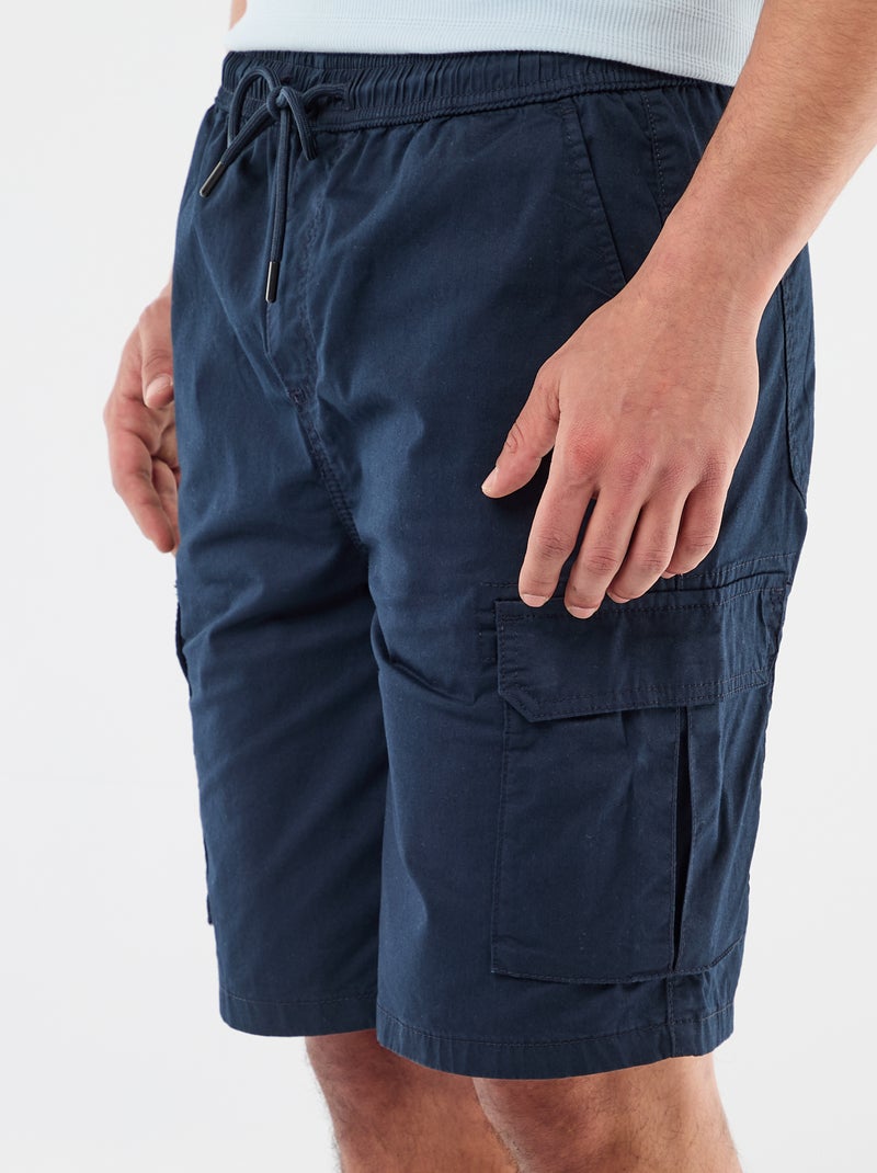 Bermuda chino in popeline con tasche a patta Blu - Kiabi