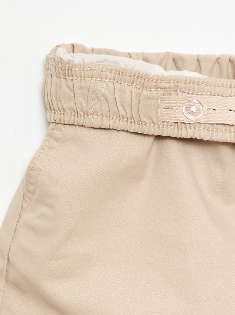 Bermuda chino tinta unita con lacci Beige - Kiabi