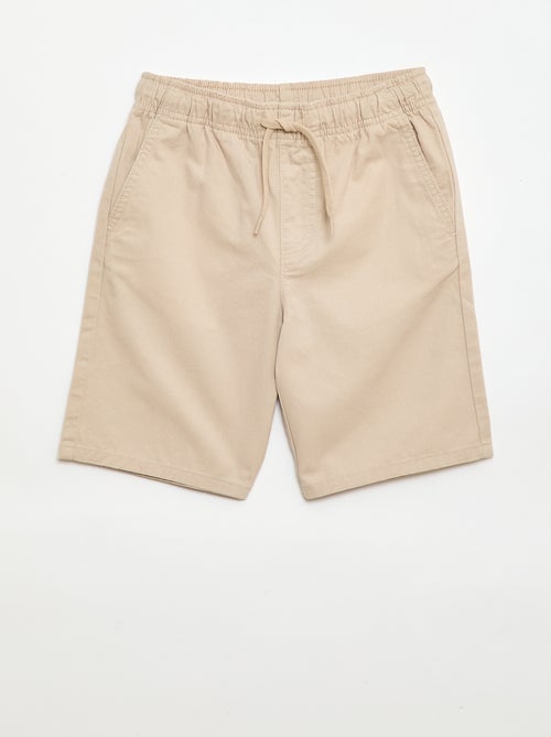 Bermuda chino uni avec liens de serrage - Kiabi
