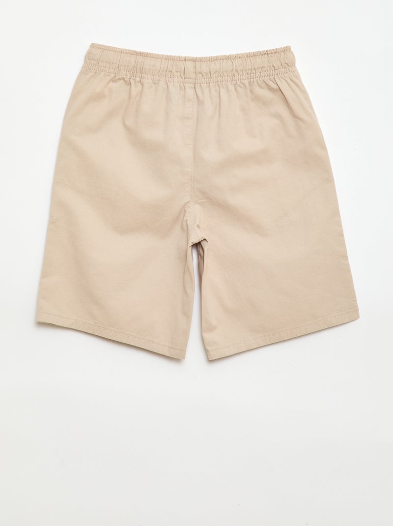 Bermuda chino uni avec liens de serrage Beige - Kiabi
