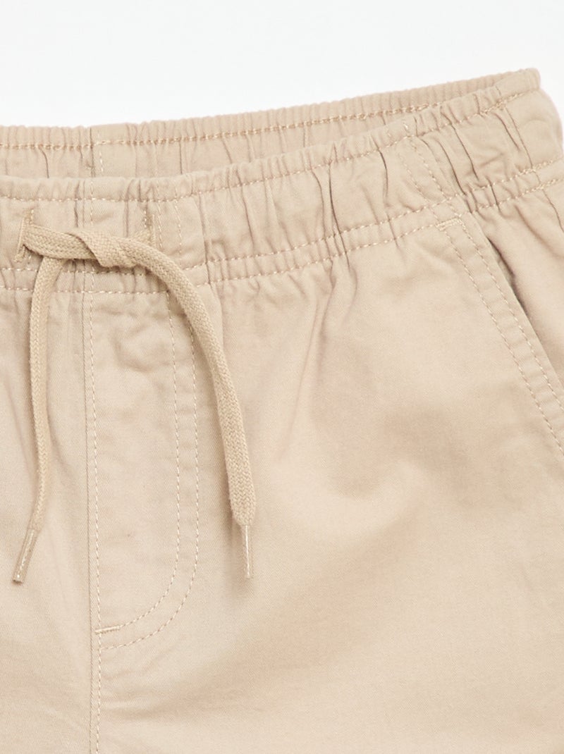 Bermuda chino uni avec liens de serrage Beige - Kiabi