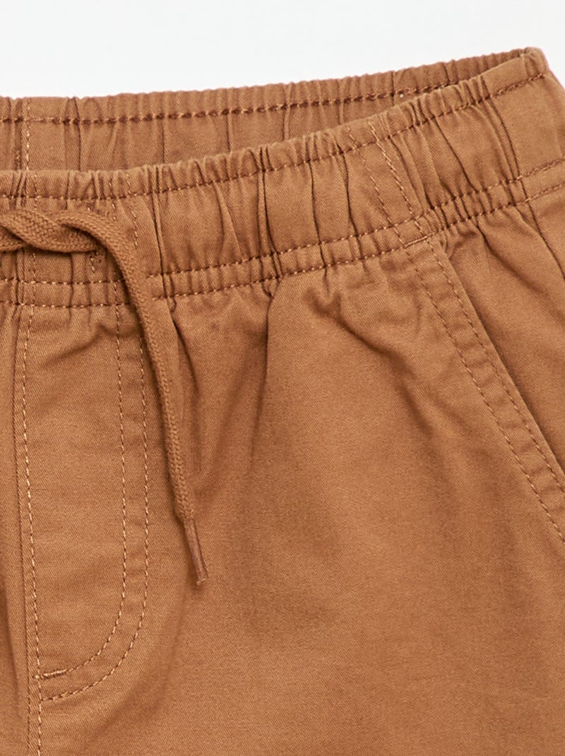 Bermuda chino uni avec liens de serrage Beige - Kiabi