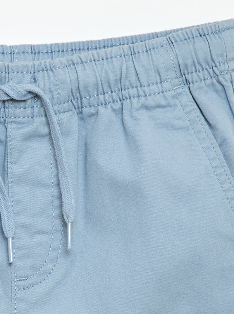 Bermuda chino uni avec liens de serrage Bleu - Kiabi