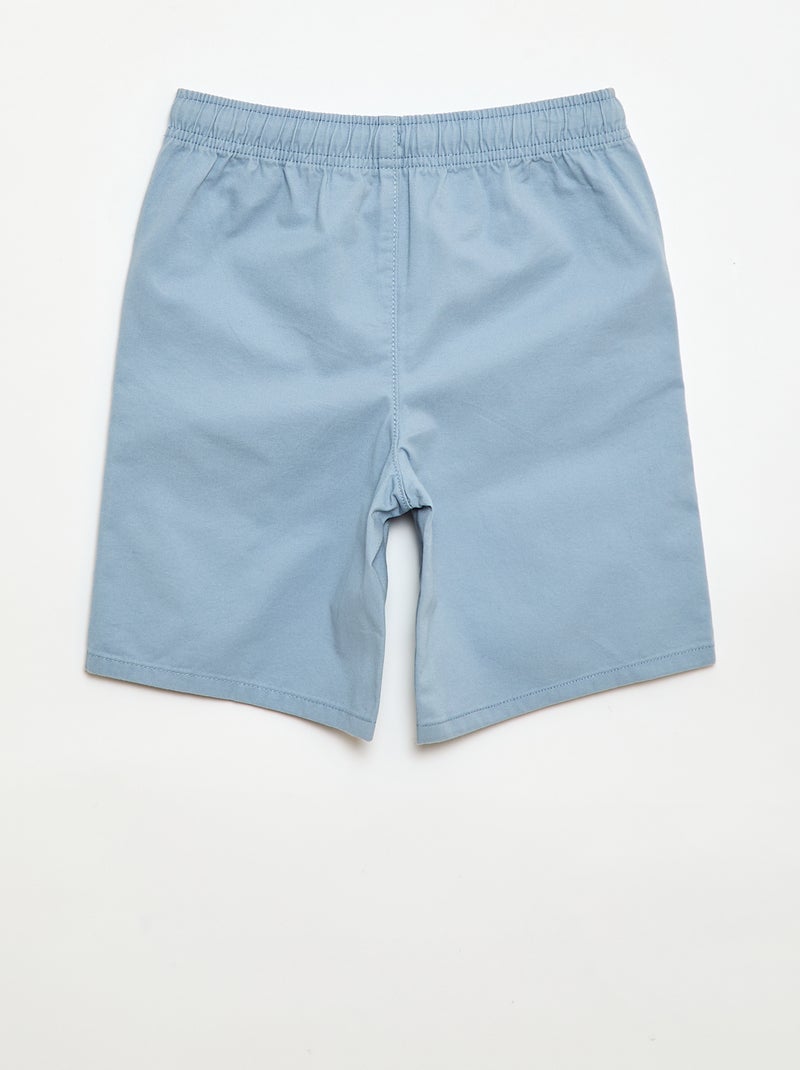 Bermuda chino uni avec liens de serrage Bleu - Kiabi