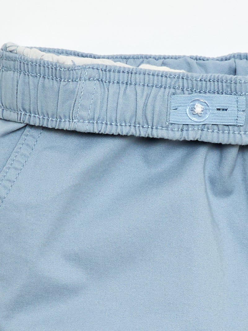 Bermuda chino uni avec liens de serrage Bleu - Kiabi