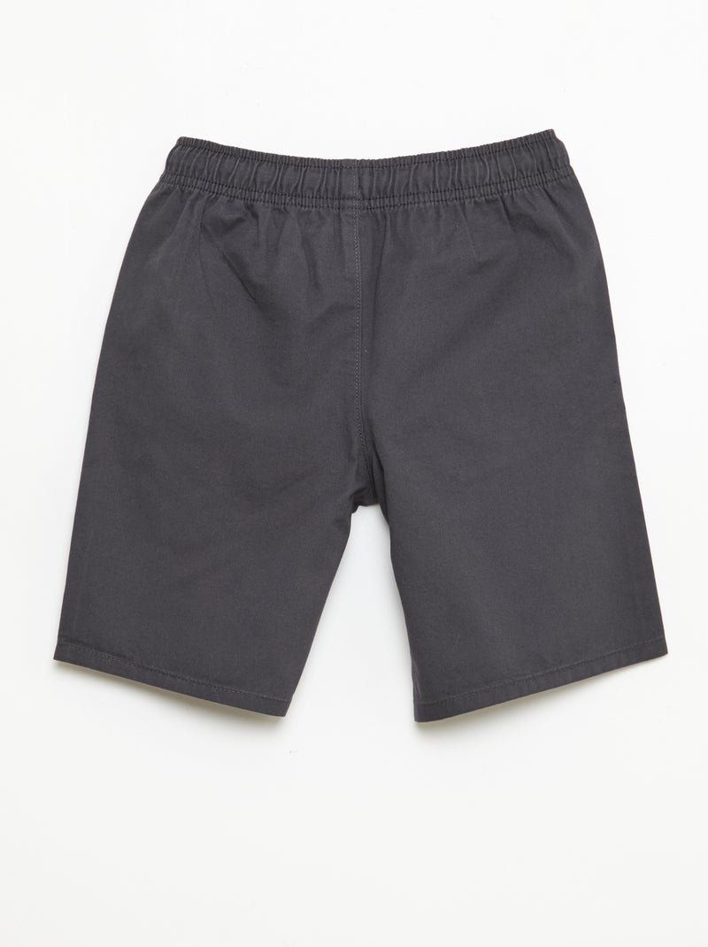 Bermuda chino uni avec liens de serrage Noir - Kiabi