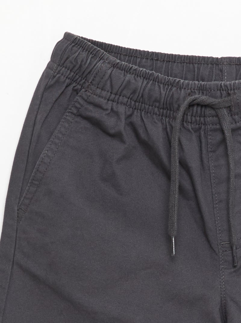 Bermuda chino uni avec liens de serrage Noir - Kiabi