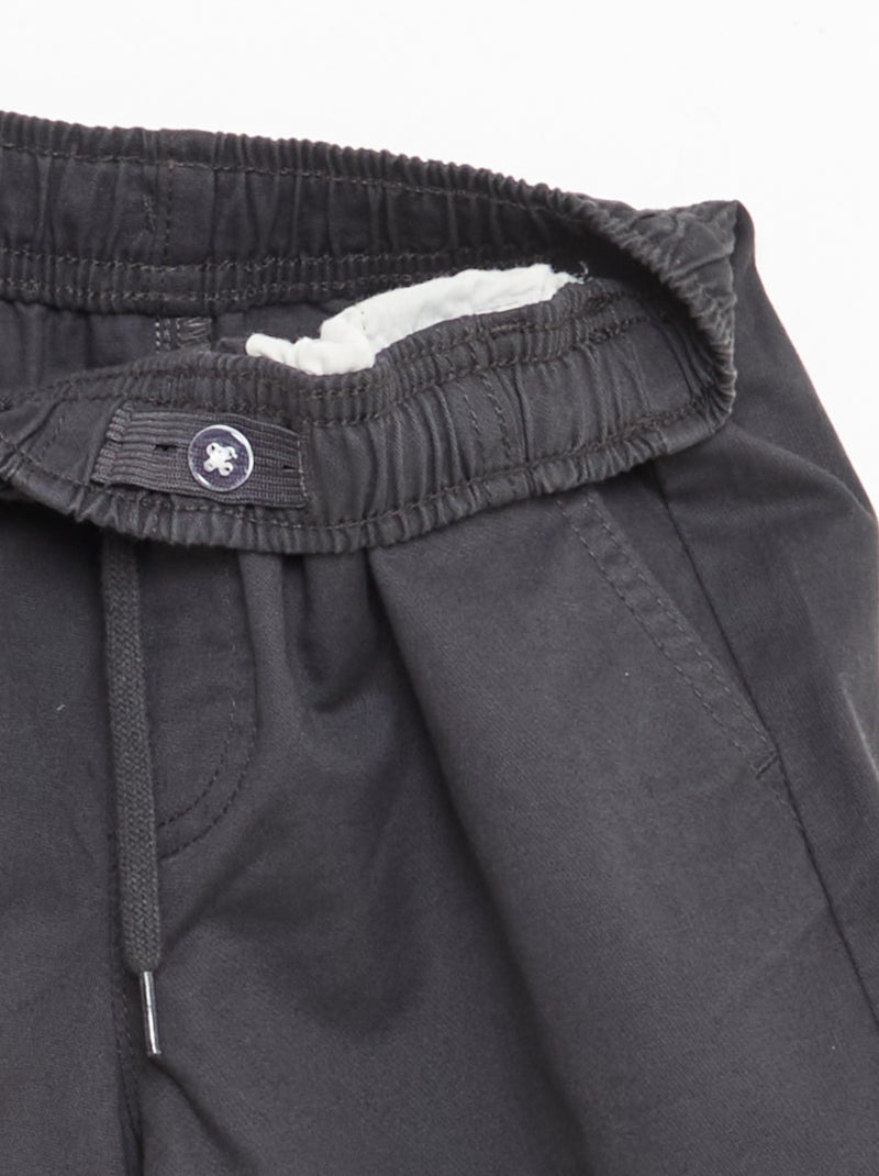 Bermuda chino uni avec liens de serrage Noir - Kiabi