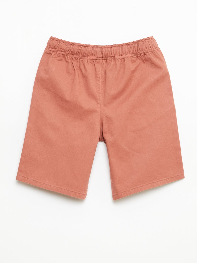 Bermuda chino uni avec liens de serrage Rose - Kiabi