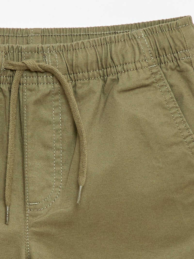 Bermuda chino uni avec liens de serrage Vert - Kiabi