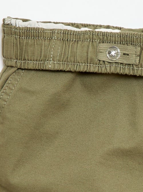 Bermuda chino uni avec liens de serrage - Kiabi