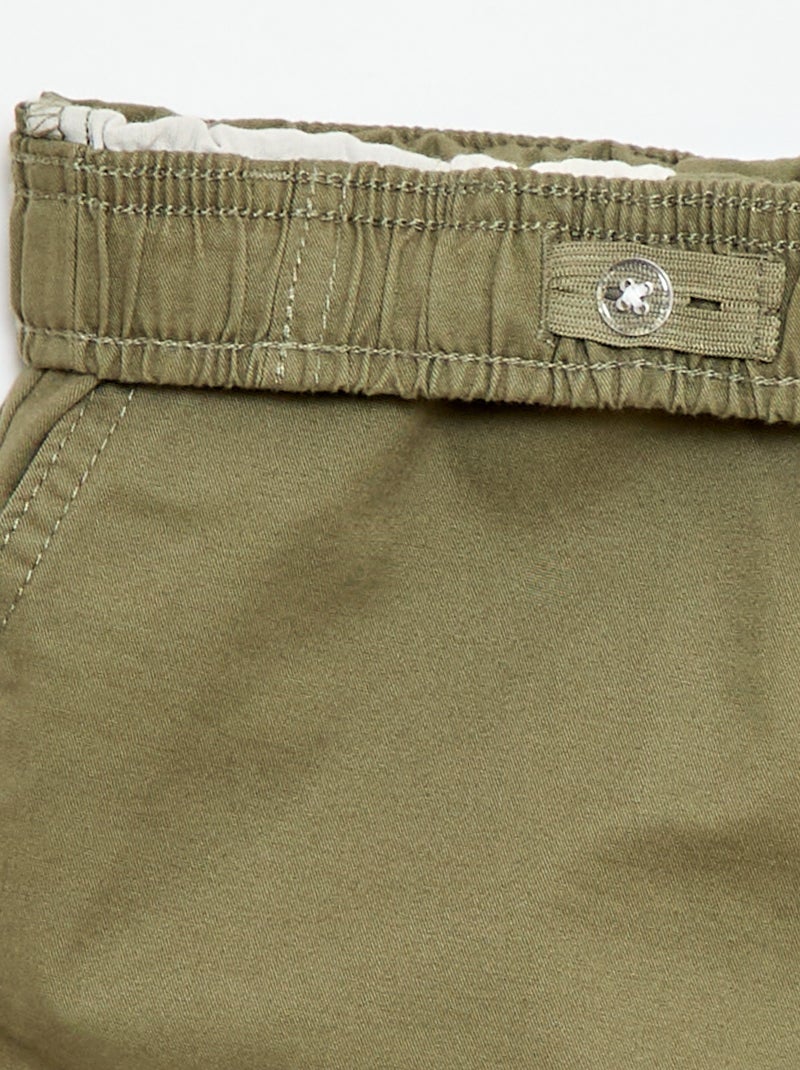 Bermuda chino uni avec liens de serrage Vert - Kiabi