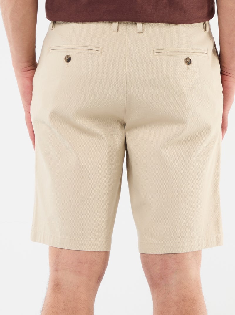 Bermuda chino uni en dobby Beige - Kiabi