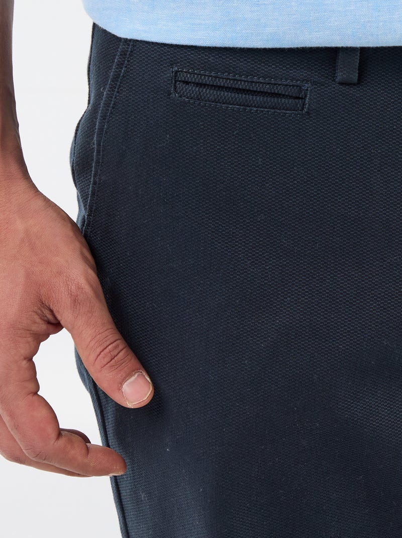 Bermuda chino uni en dobby Bleu - Kiabi