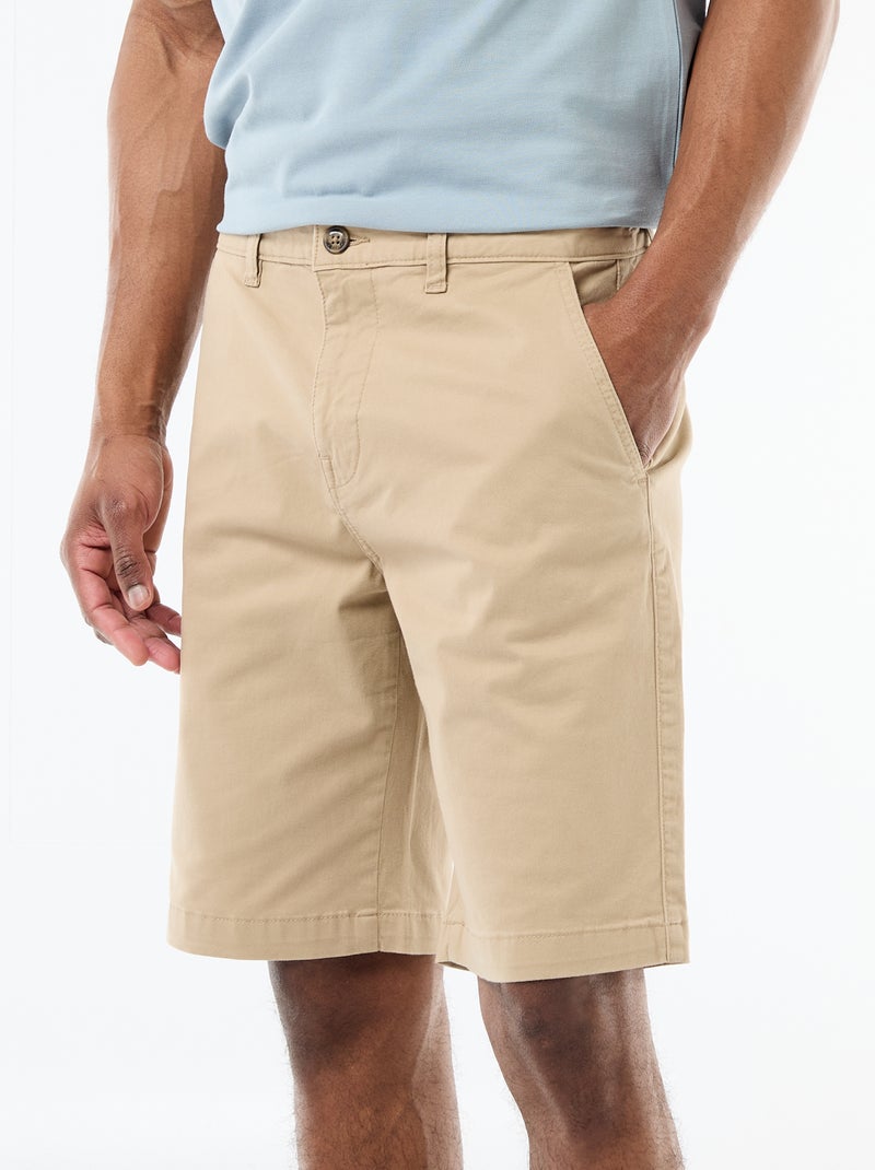 Bermuda chino uni en twill Beige - Kiabi