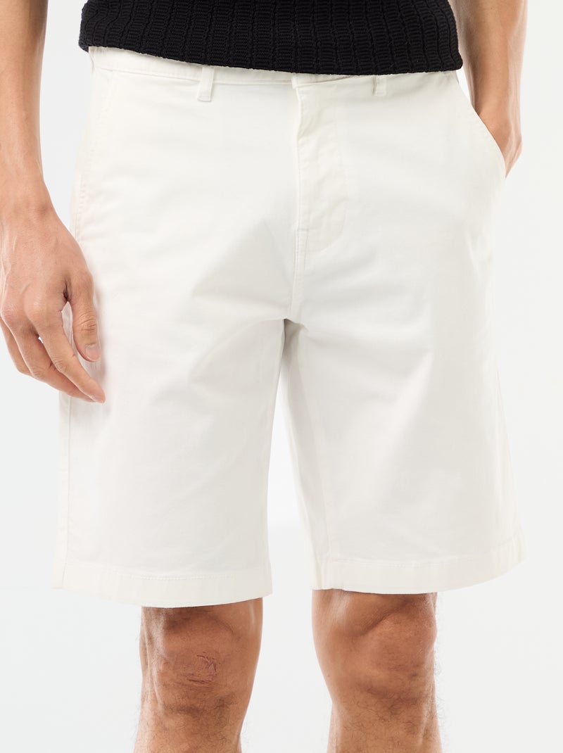 Bermuda chino uni en twill Blanc - Kiabi