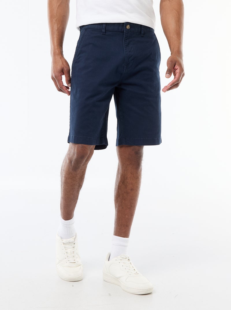 Bermuda chino uni en twill Bleu - Kiabi