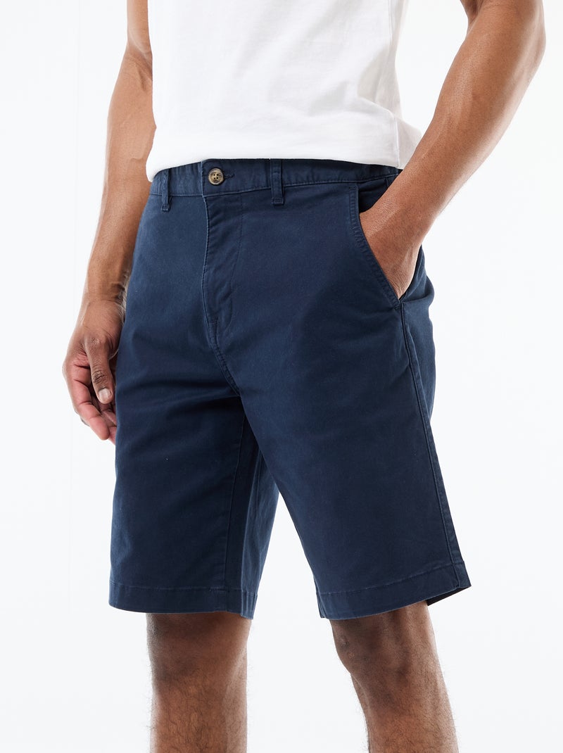 Bermuda chino uni en twill Bleu - Kiabi