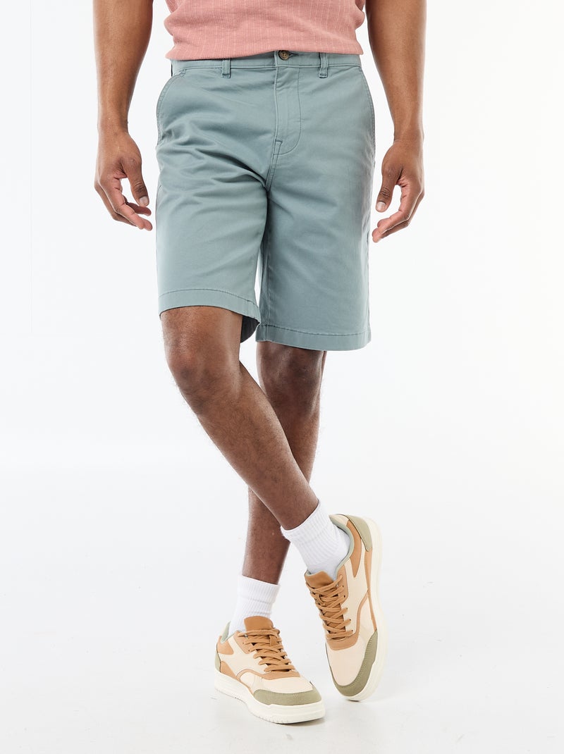 Bermuda chino uni en twill Bleu - Kiabi