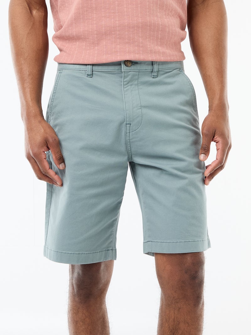 Bermuda chino uni en twill Bleu - Kiabi