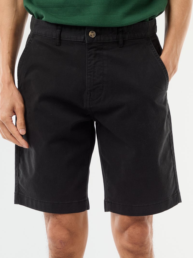 Bermuda chino uni en twill Noir - Kiabi