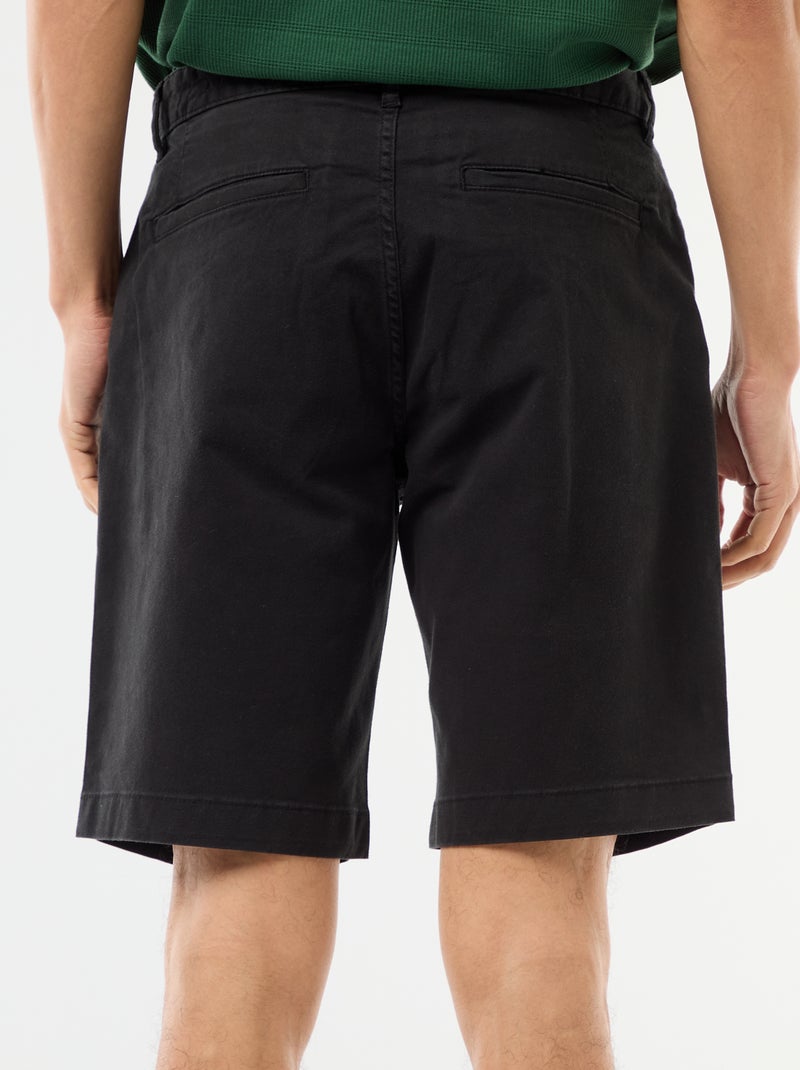 Bermuda chino uni en twill Noir - Kiabi