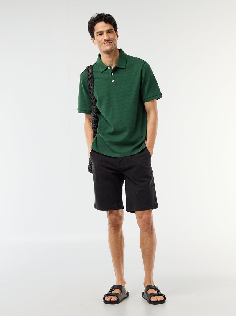 Bermuda chino uni en twill Noir - Kiabi